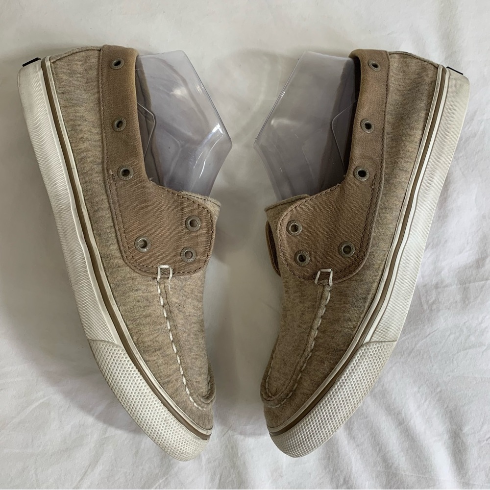 SPERRY TOPSIDERS taupe STS97573 flats Boat Shoes canvas and cotton Women’s 8.5 - Picture 5 of 16